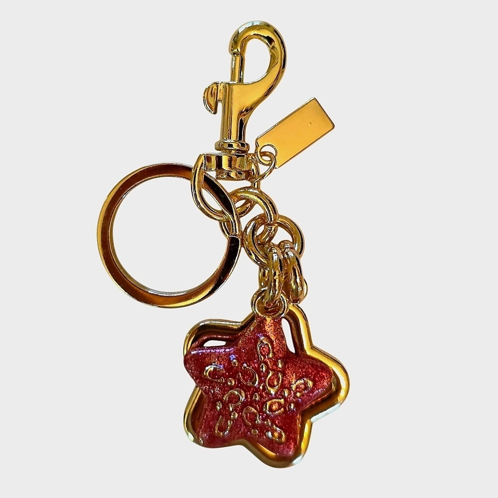 Gold and Red Double Star C Purse Charm & Keyholder